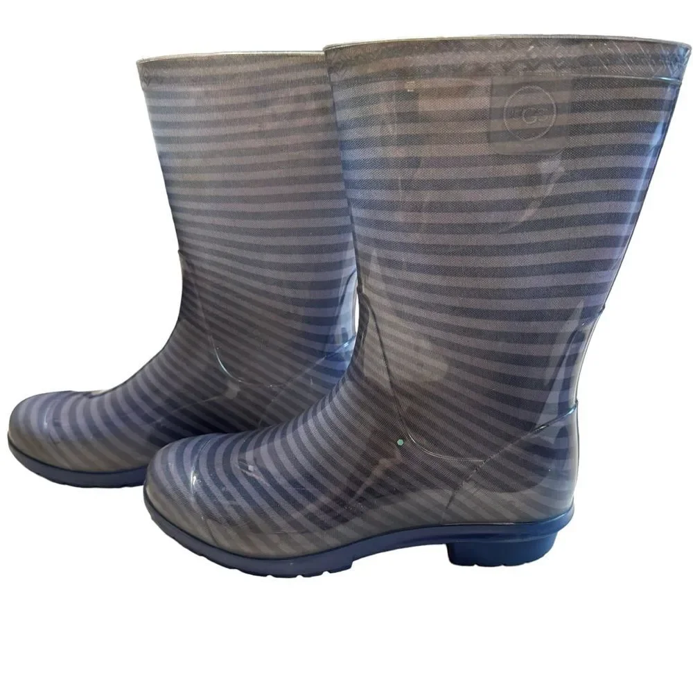 Ugg Raana Girl's Rain Boots Blue Striped Size 2